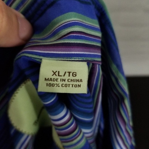 TOMMY BAHAMA Long sleeve Sz XL 100% Cotton Striped - Picture 6 of 7